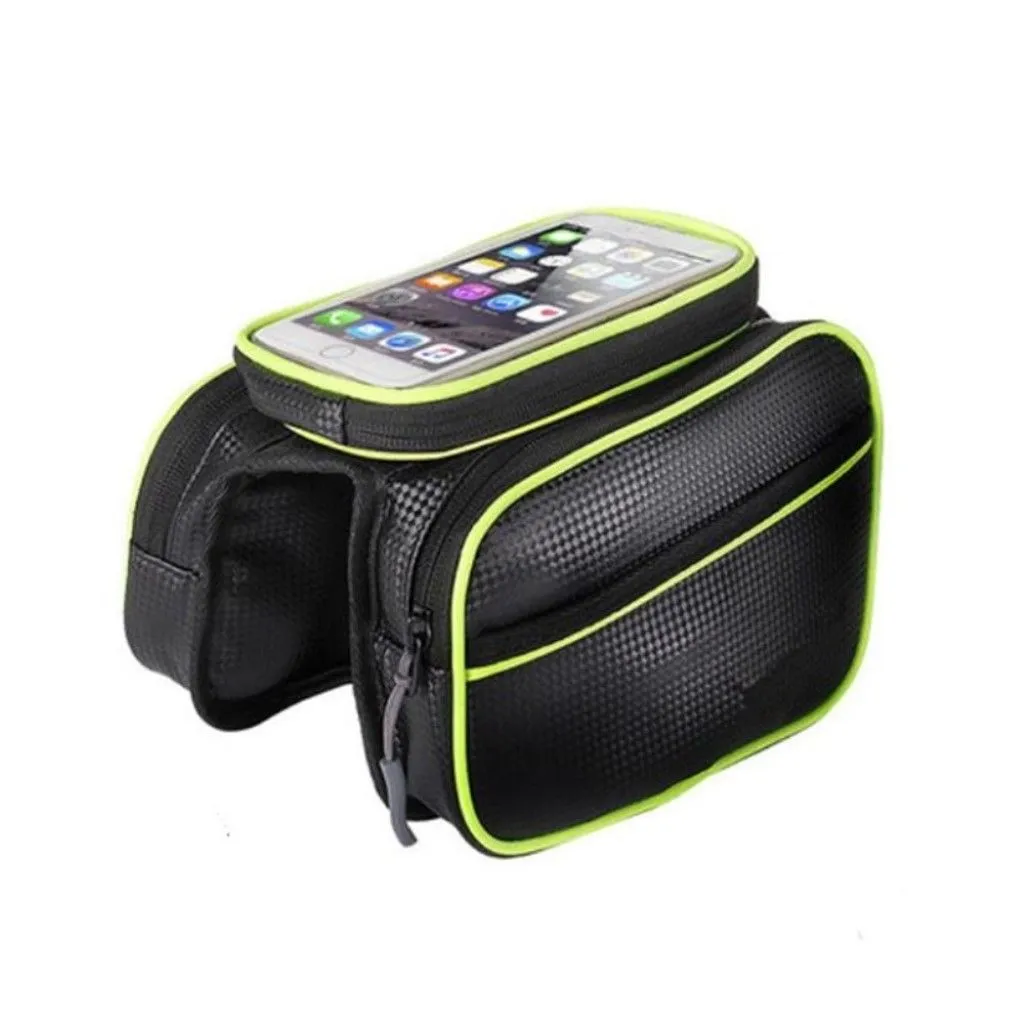 Bicycle phone holder   waterproof mount bag - Green