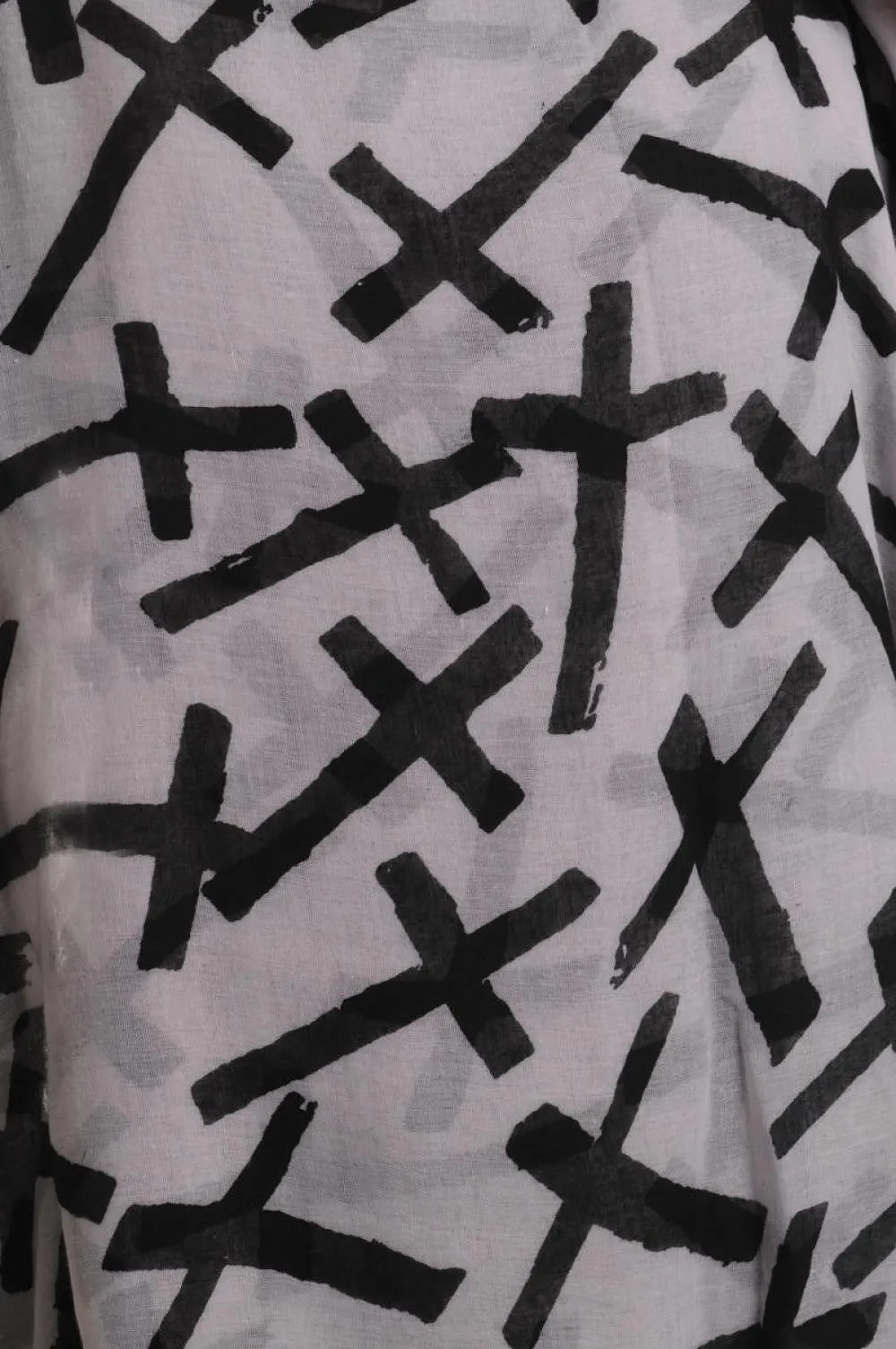 Black Crosses On Sand White Unisex Scarf & Beach Sarong