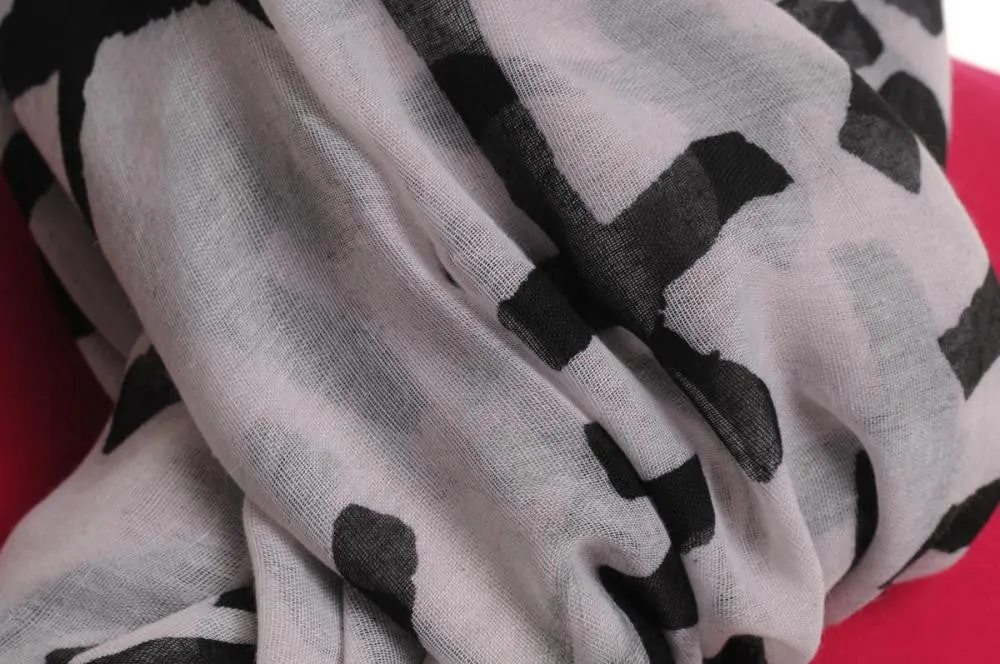 Black Crosses On Sand White Unisex Scarf & Beach Sarong