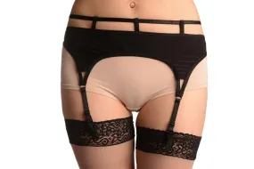 Black Elasticated Stripes Garter Belt