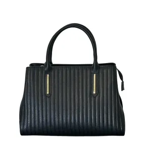 Black Leather Tote Bag with Stitch Detail