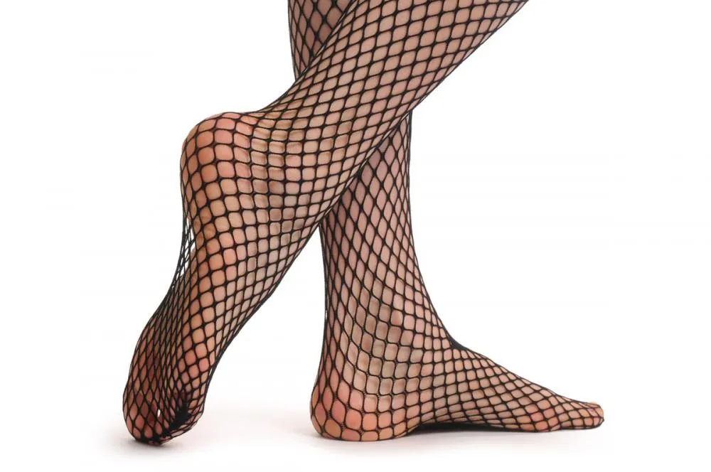 Black Medium Mesh Fishnets With Halloween Bones