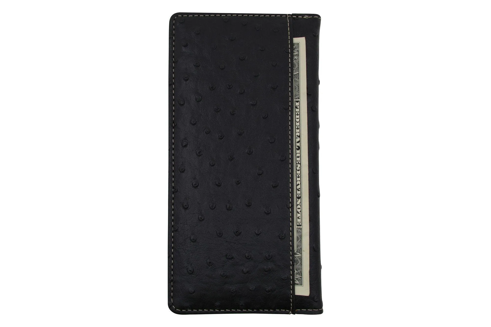 Black Western Ostrich Pattern Virgin Mary Long Tall Credit Card Checkbook Holder Texas Style Wallet W011-17-OSTRICH-BK (C)