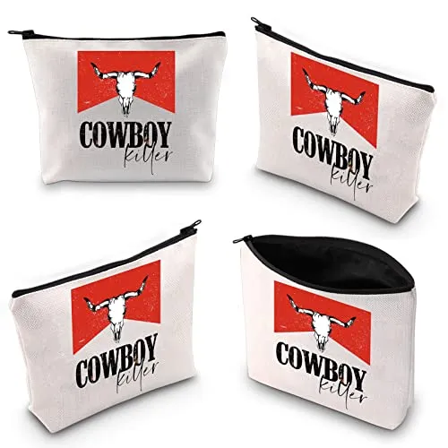 BLUPARK Cowboy Killer Cosmetic Bag Western Cowgirl Gift Women Wild Vintage Western Rodeo Zipper Pouch Bull Skull Graphic Bag (Cowboy Killer)