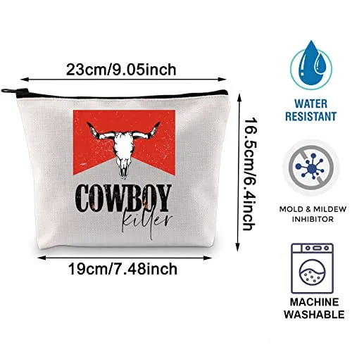 BLUPARK Cowboy Killer Cosmetic Bag Western Cowgirl Gift Women Wild Vintage Western Rodeo Zipper Pouch Bull Skull Graphic Bag (Cowboy Killer)