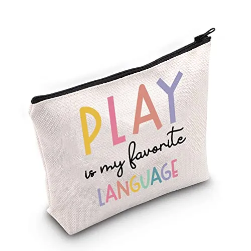 BLUPARK Play Language Makeup Bag Speech Pathologist Gifts SLP Gift Speech Therapist Gift Speech Language Pathologist Gift Occupational Therapy Gift(play language)