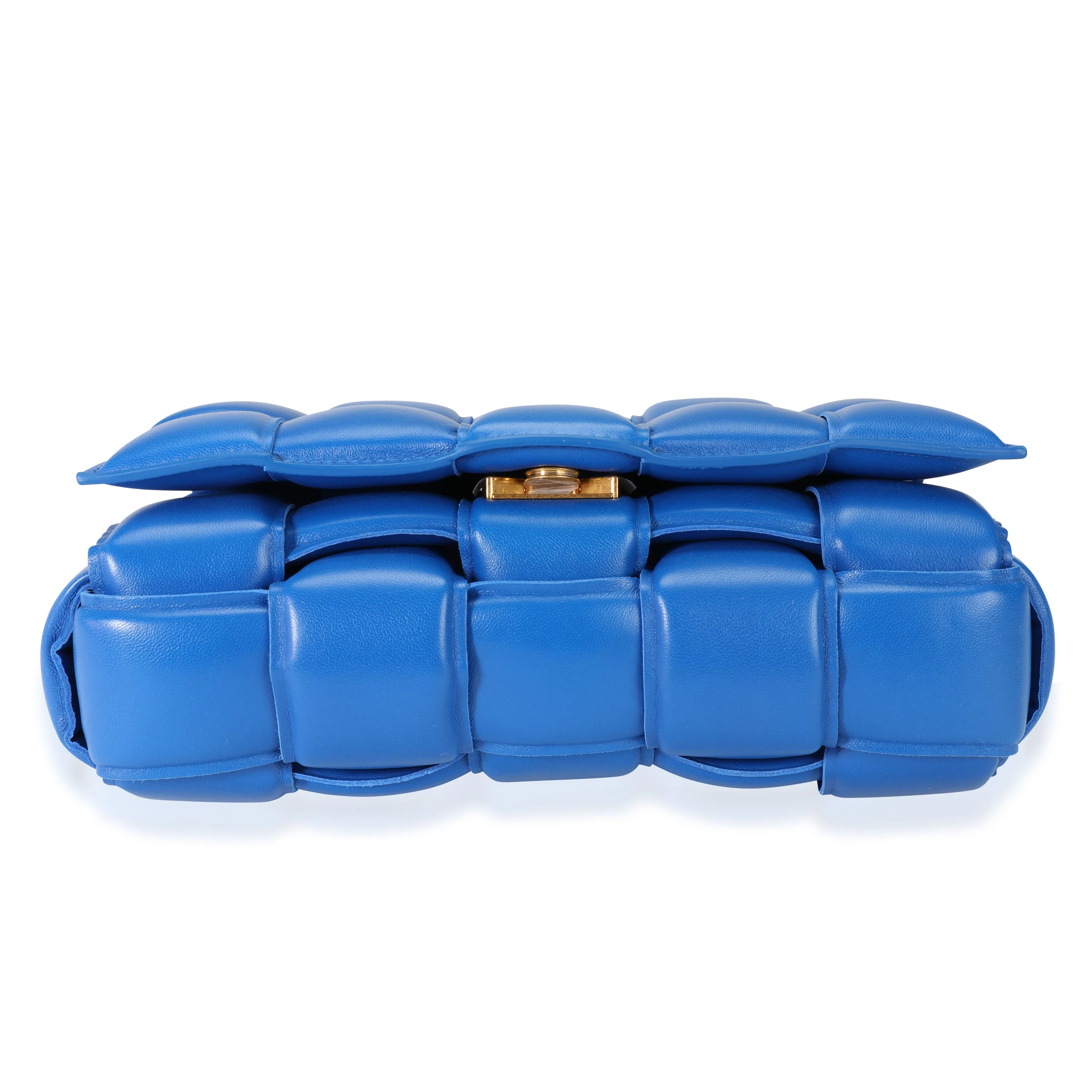 Bottega Veneta Cobalt Maxi Intrecciato Leather Chain Cassette Bag