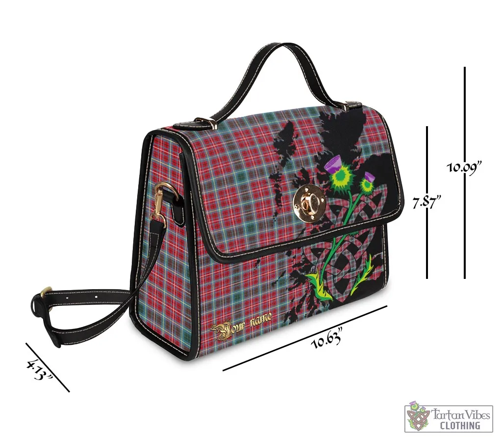 British Columbia Province Canada Tartan Waterproof Canvas Bag with Scotland Map and Thistle Celtic Accents