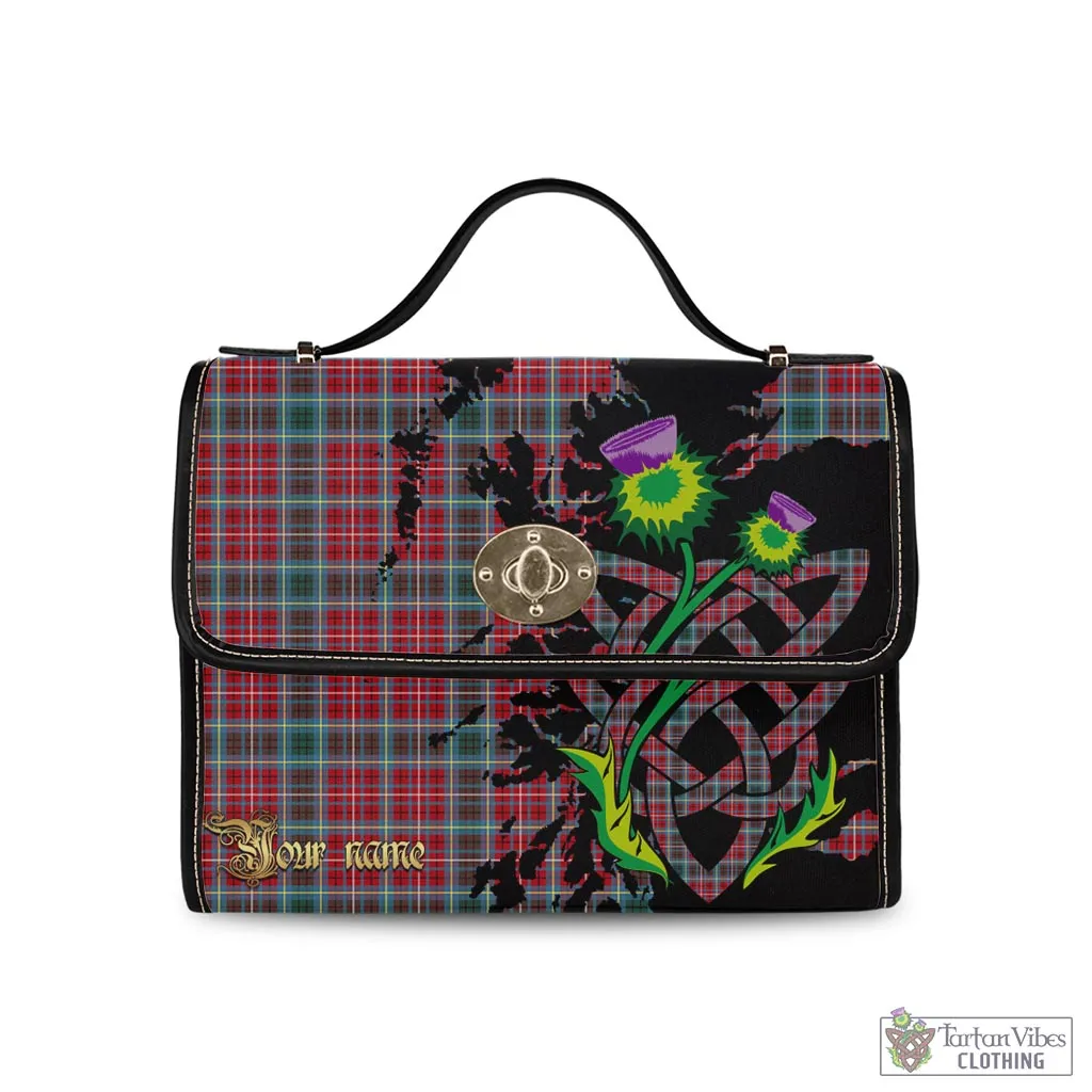 British Columbia Province Canada Tartan Waterproof Canvas Bag with Scotland Map and Thistle Celtic Accents