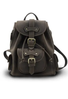 Brown Stone Girl Boston Backpack Dark Nubuck