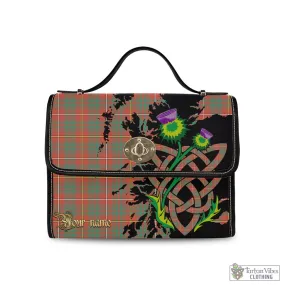 Bruce Ancient Tartan Waterproof Canvas Bag with Scotland Map and Thistle Celtic Accents