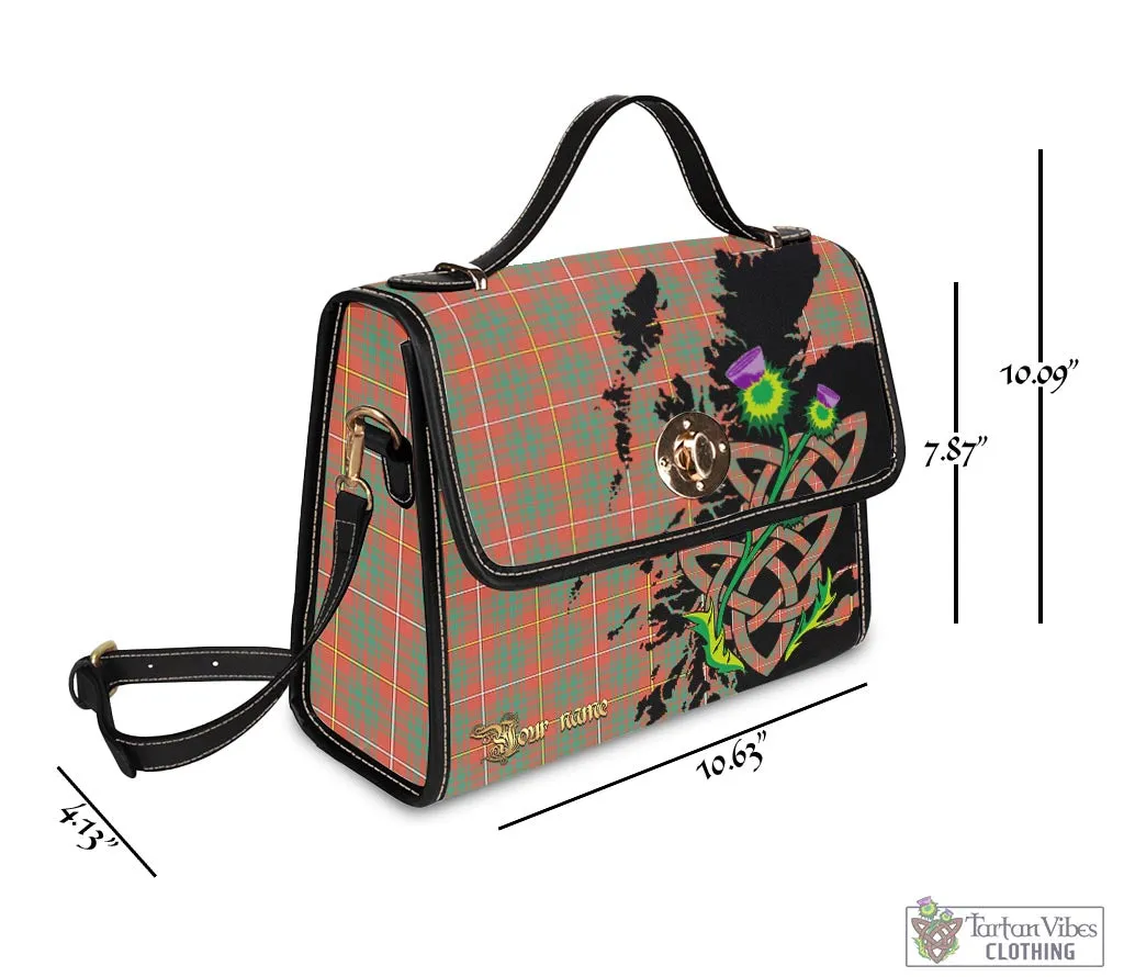 Bruce Ancient Tartan Waterproof Canvas Bag with Scotland Map and Thistle Celtic Accents