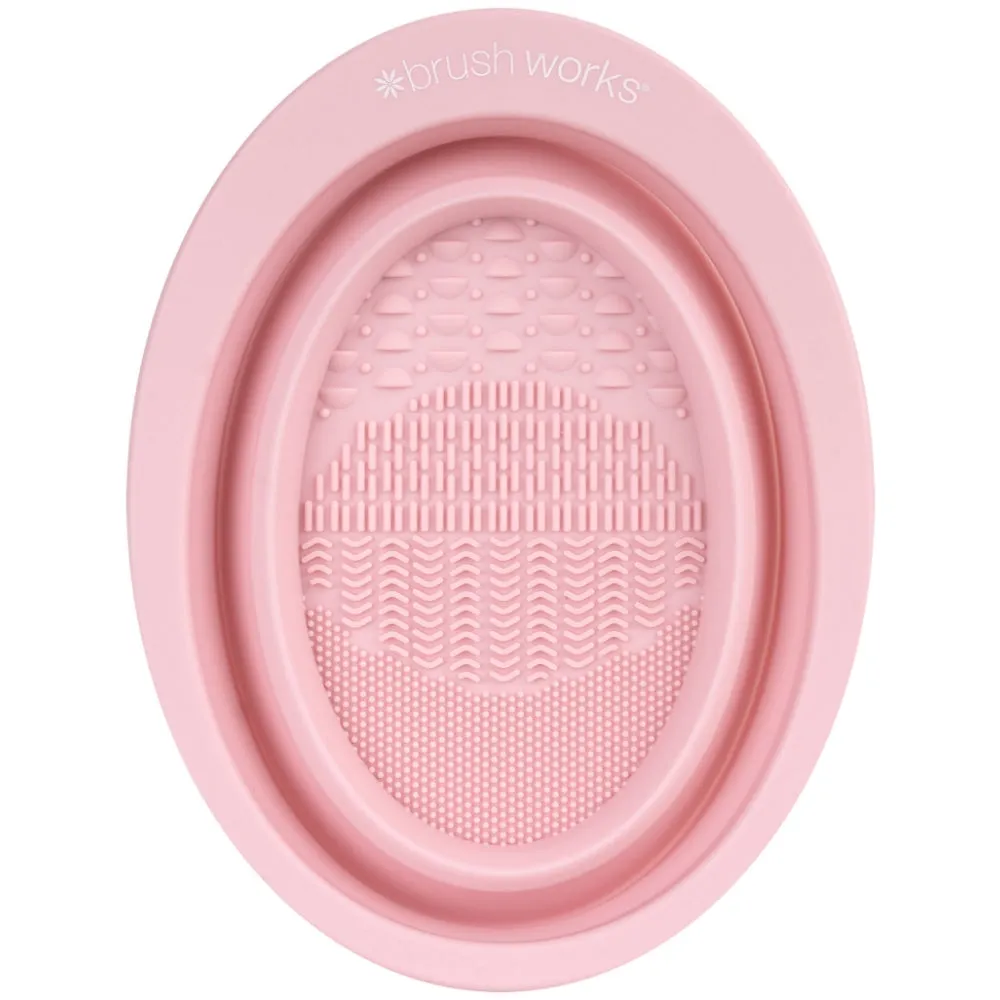 Brushworks Pink Silicone Makeup Brush Cleaning Bowl