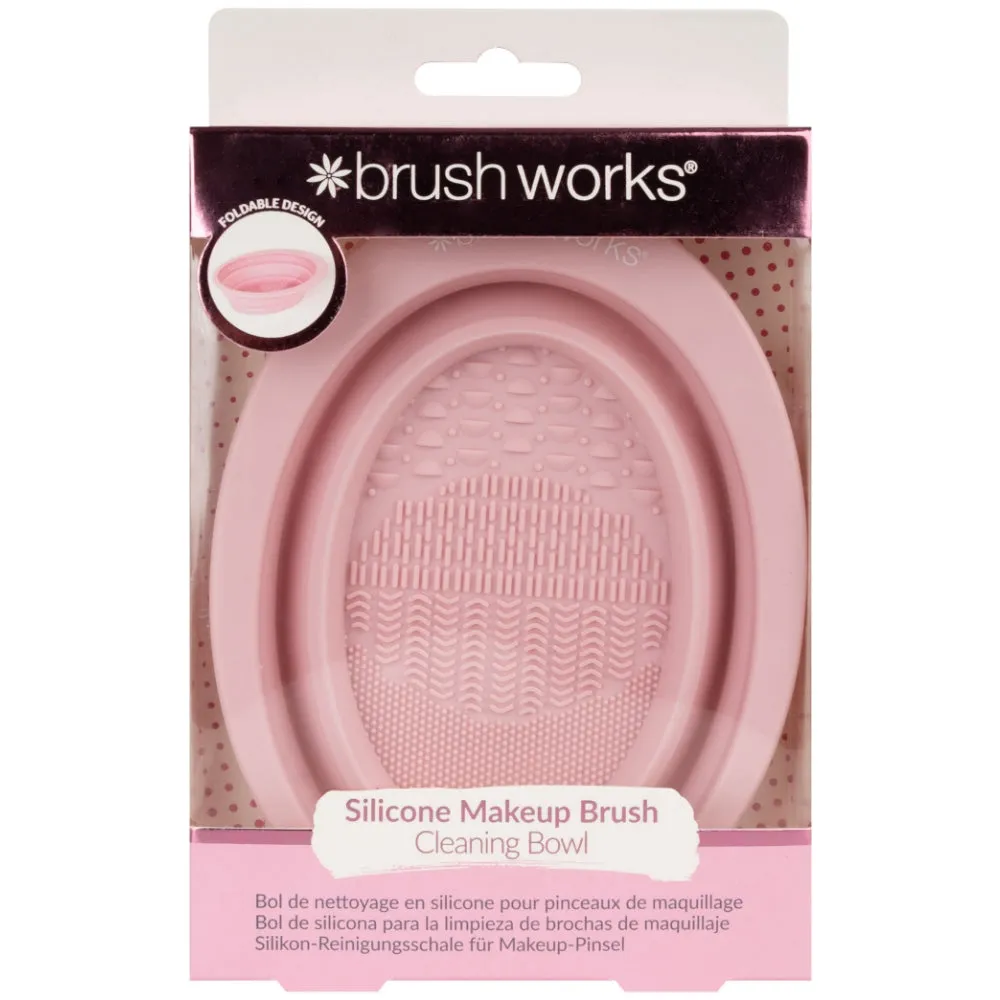 Brushworks Pink Silicone Makeup Brush Cleaning Bowl