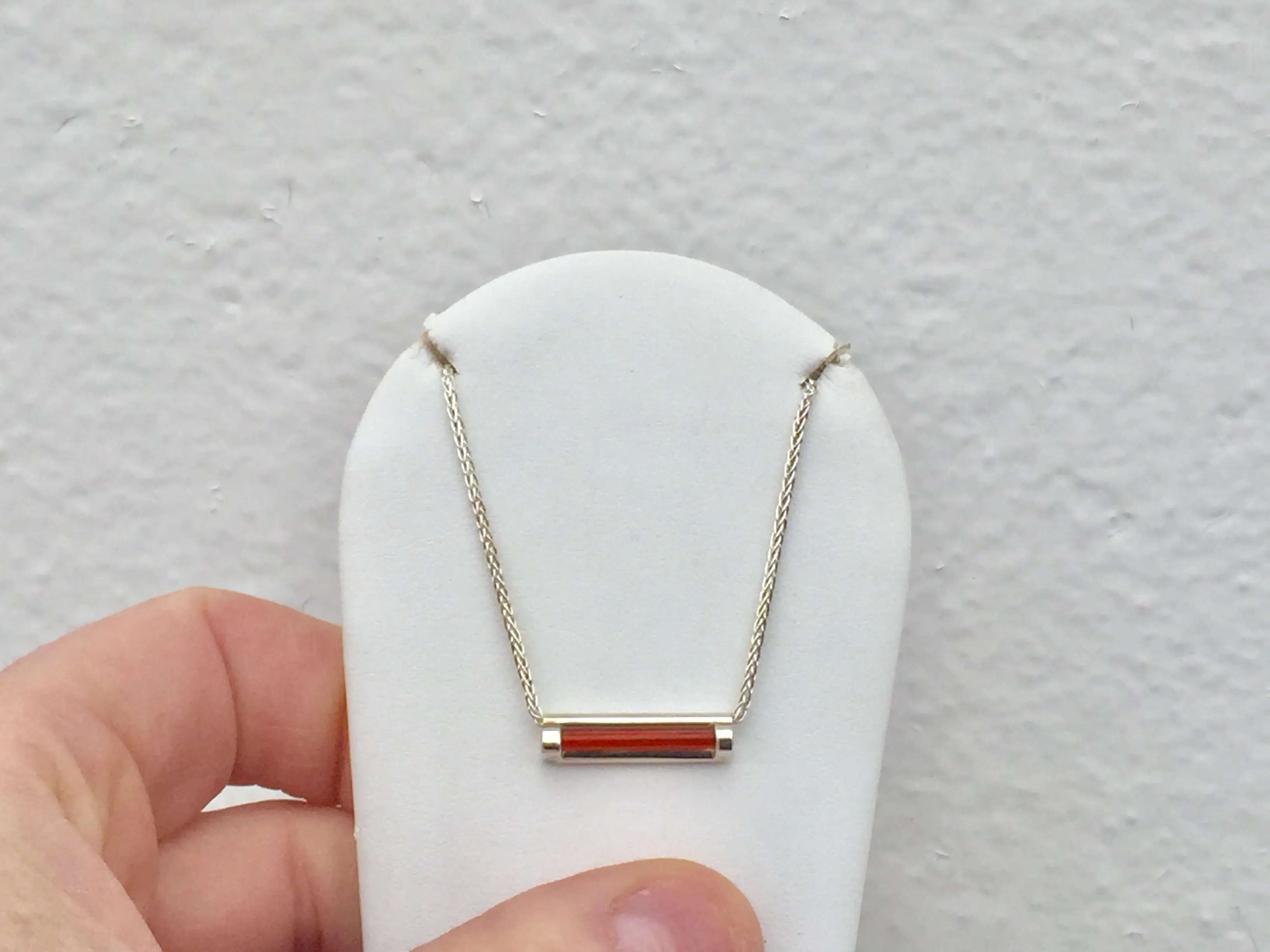 Carnelian Silver Adjustable Bar Necklace By John Kennedy