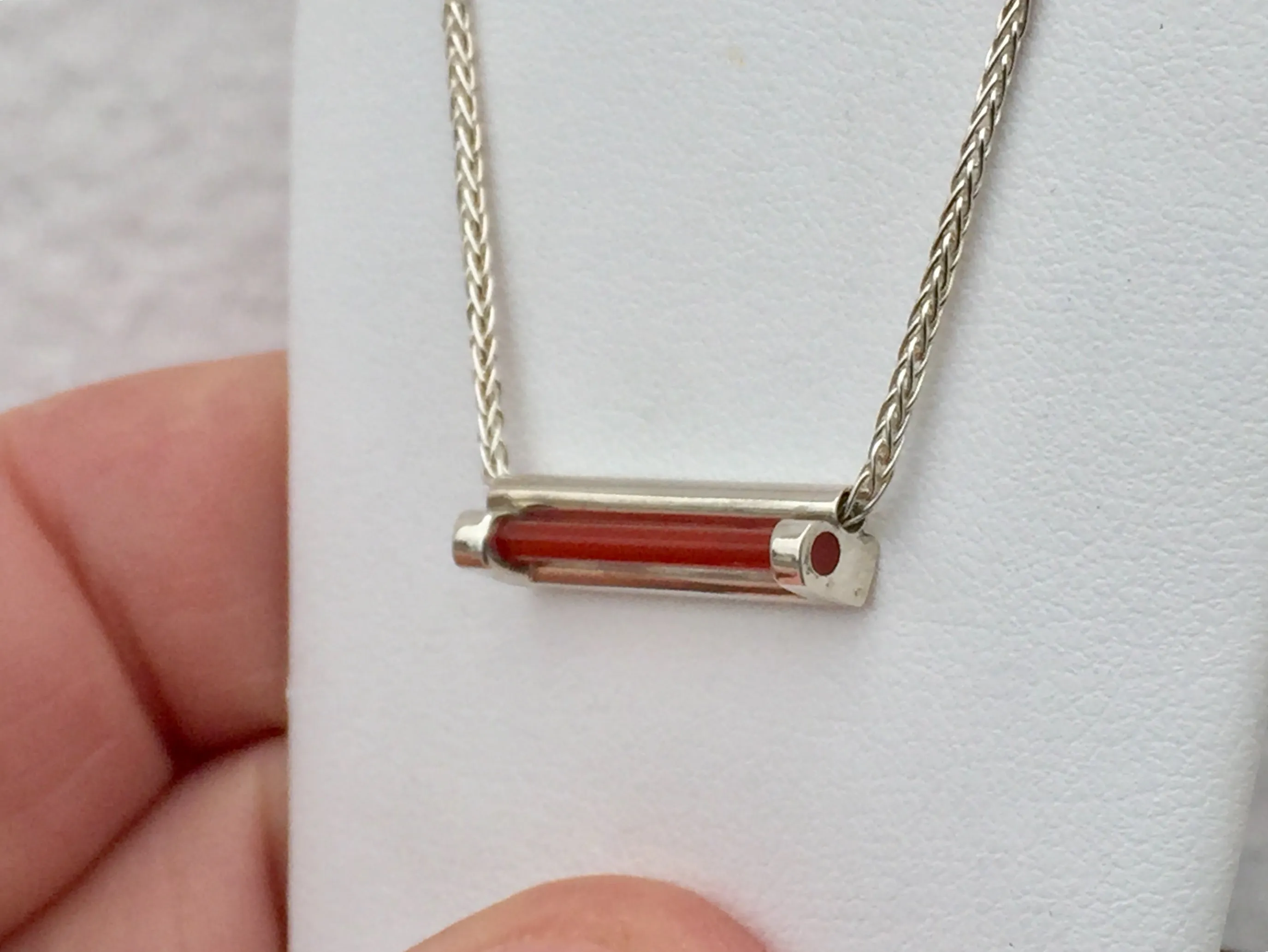 Carnelian Silver Adjustable Bar Necklace By John Kennedy