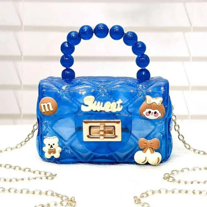 Cartoon Pearl Handle Cute Mini Fibre Jelly Shoulder Bags for Girls