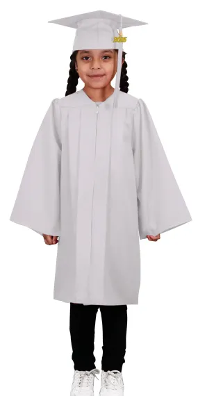 Child Matte White Graduation Cap & Gown - Preschool & Kindergarten