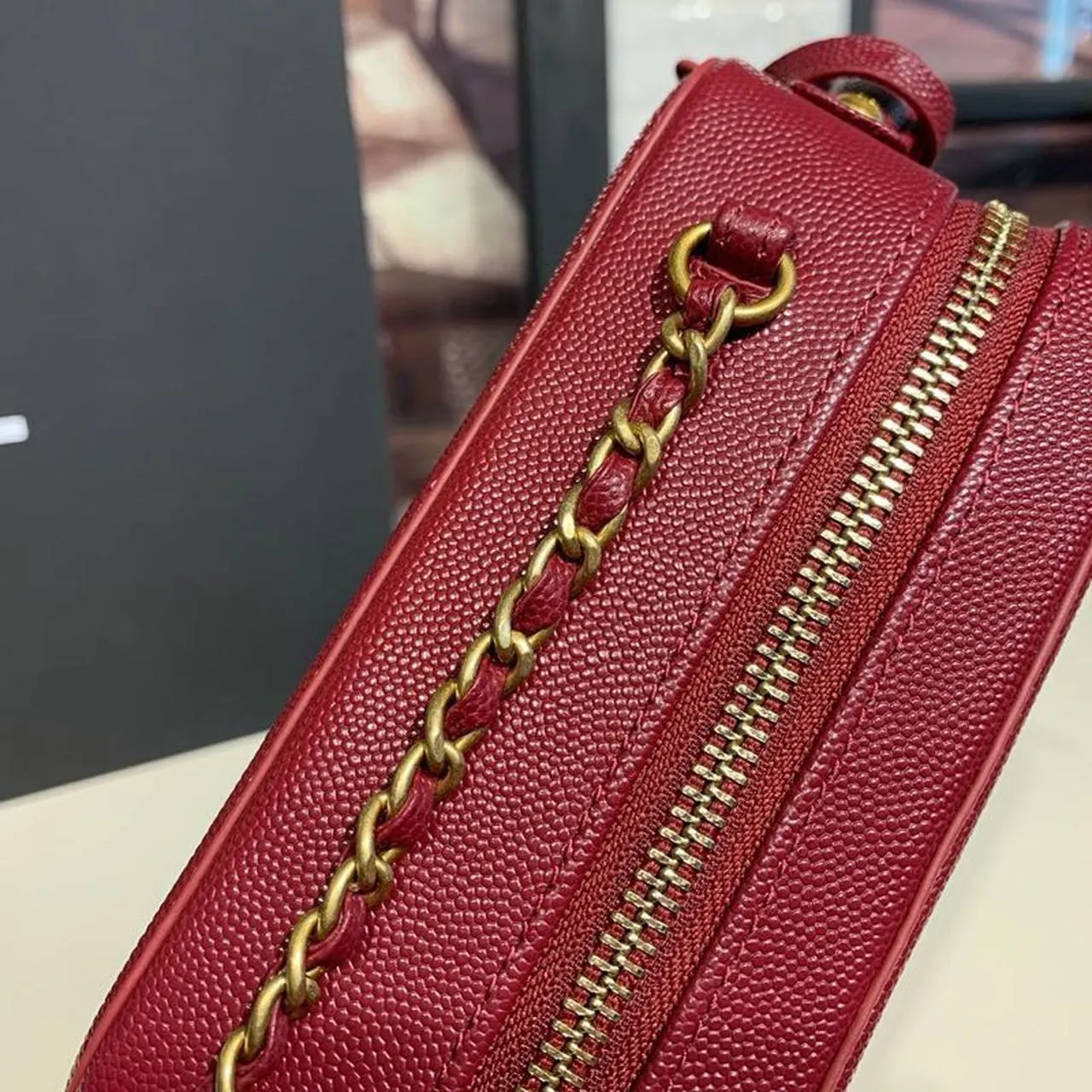 CHL Filigree Vertical Vanity Case Bag Burgundy For Women, Women&#8217;s Handbags, Shoulder And Crossbody Bags 6.7in/17cm