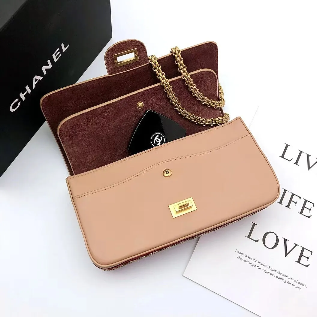 CHLMaroon Medallion Nude Reissue 2.55 Classic 225 Flap Beige Bag For Women 24cm/9.4in