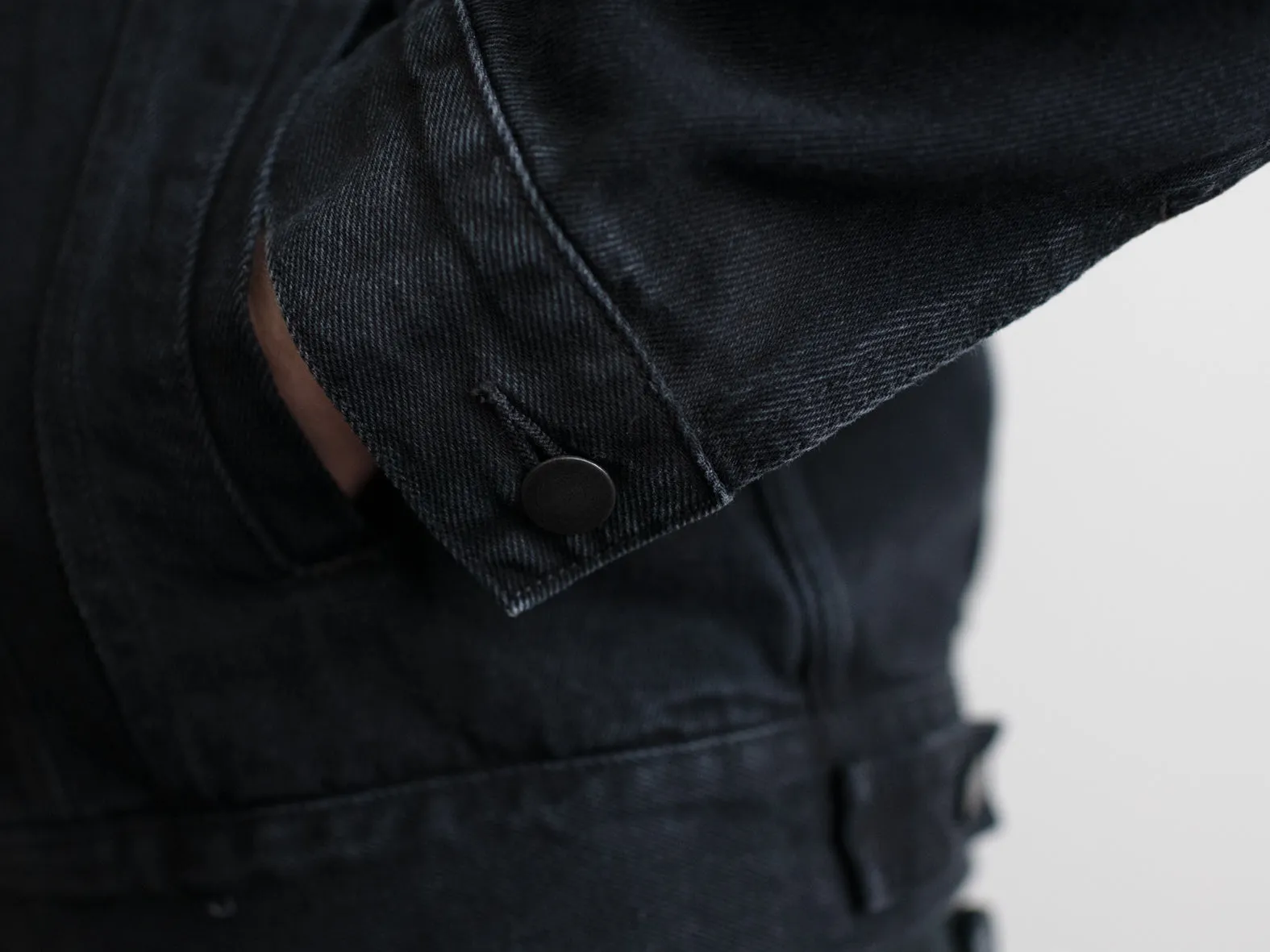 CIVIC DENIM JACKET. BLACK ON BLACK.