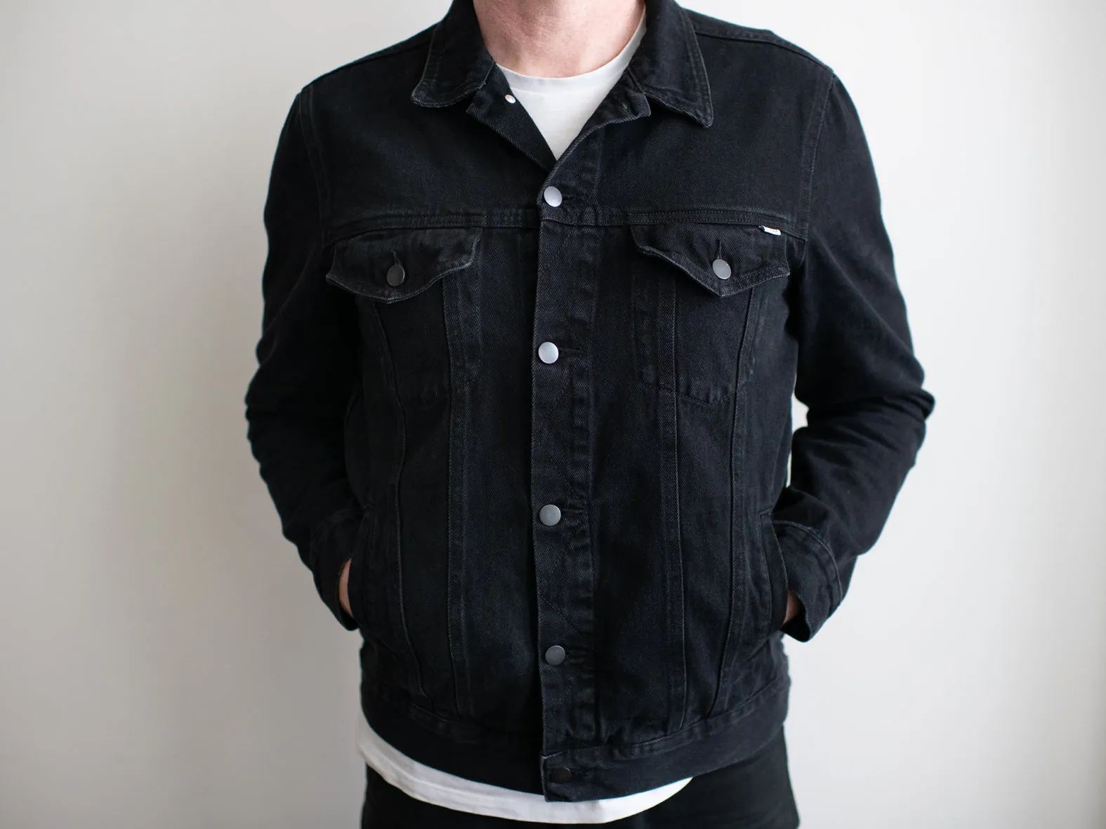 CIVIC DENIM JACKET. BLACK ON BLACK.