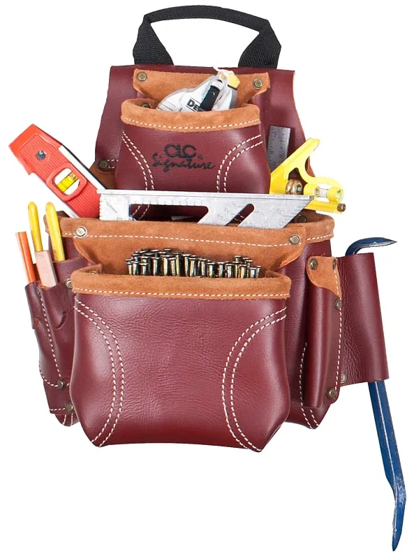 CLC 21685 Nail and Tool Bag, 8-Pocket, Leather, Chestnut :EA: QUANTITY: 1