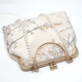 Cream Beige Cherry Blossom Lace Floral Wedding Bag, Statement Bag, Evening Clutch, Wedding Clutch, Bridal Clutch, White Cross Body Bag