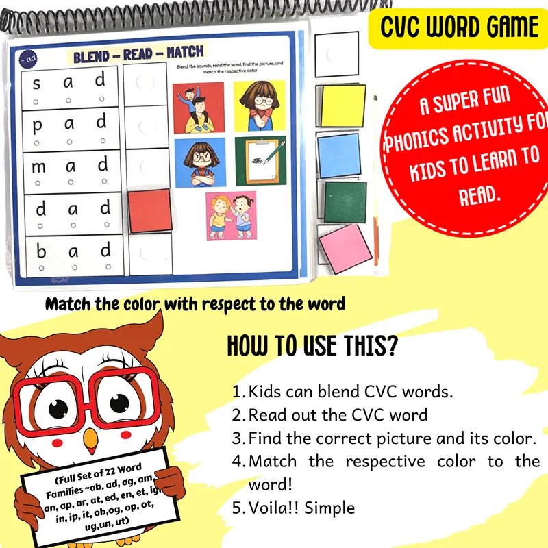 Cvc Match Words – Blend Read Match