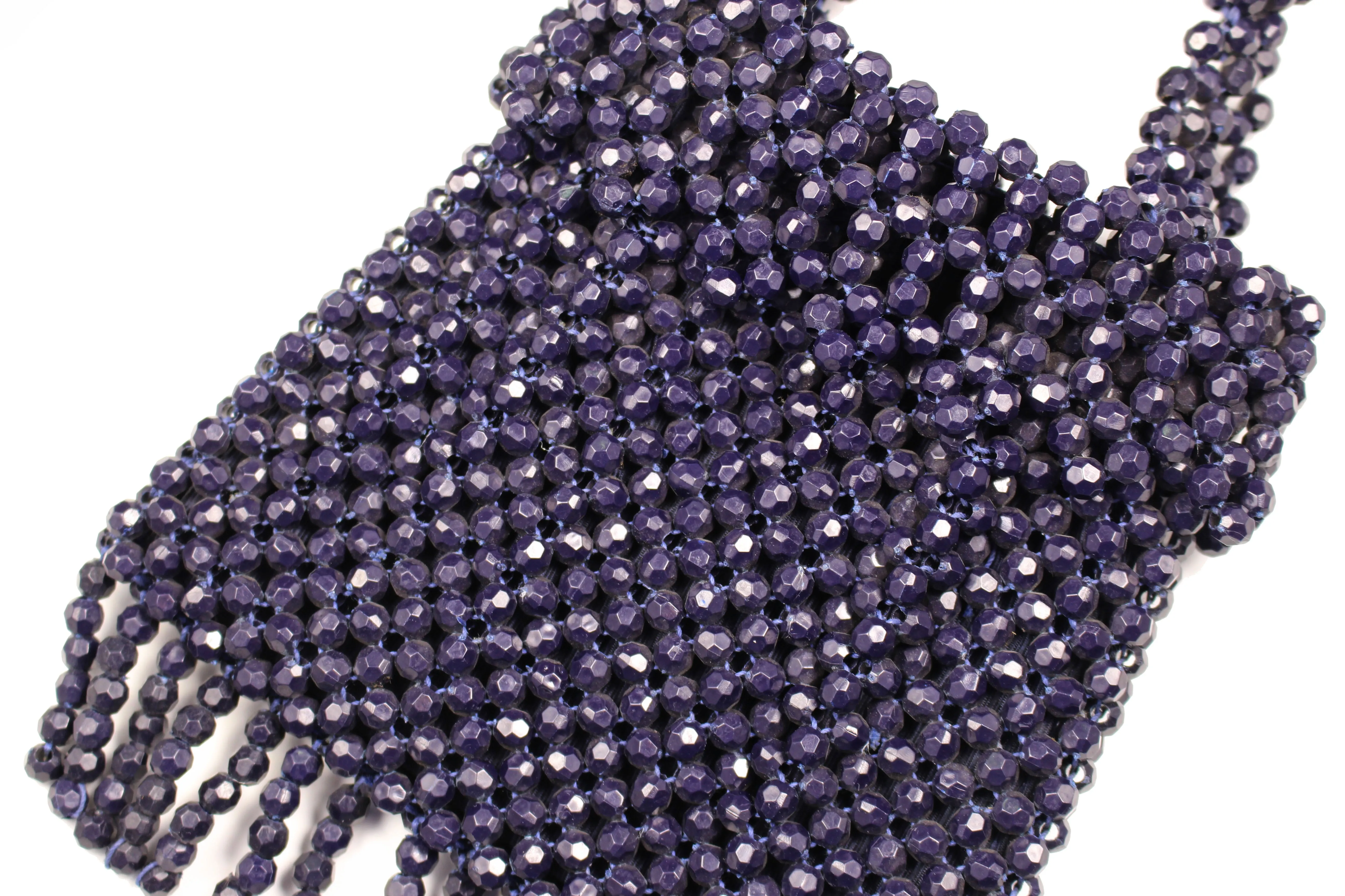 Dark blue faceted beads bag