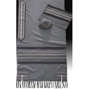 Designer Embroidery Men's Tallit Set of 3 - Viscose By Akiva Lamy Made in Israel