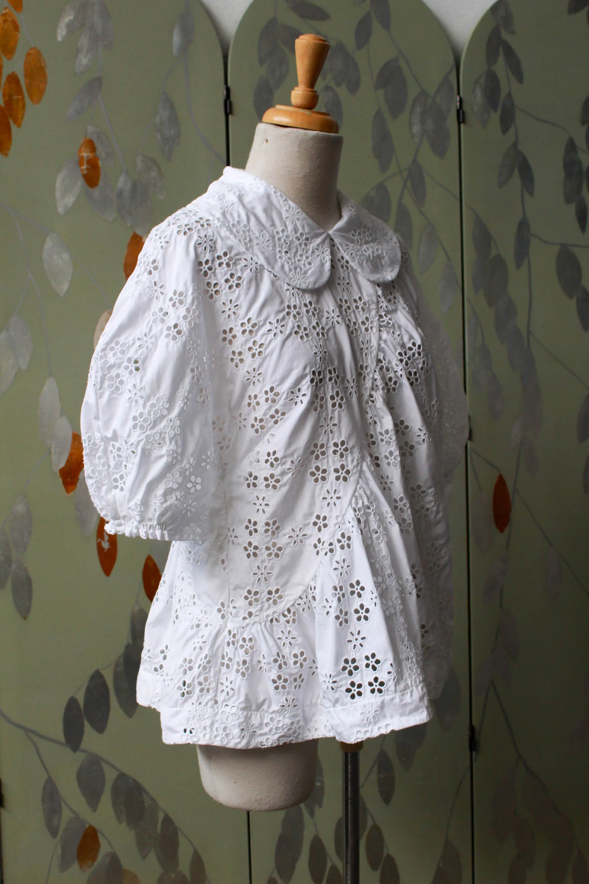 Designer Eyelet Floral Lace Blouse with Peter Pan Collar, Medium