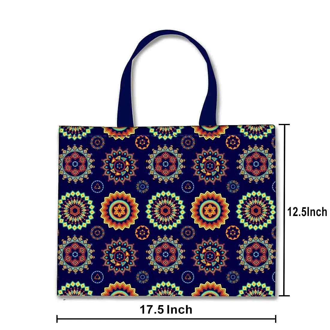 Designer Tote Bag With Zip Beach Gym Travel Bags -  Circle Ethnic Patterns