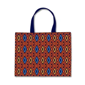 Designer Tote Bag With Zip Beach Gym Travel Bags -  Diamond Ethnic Patterns