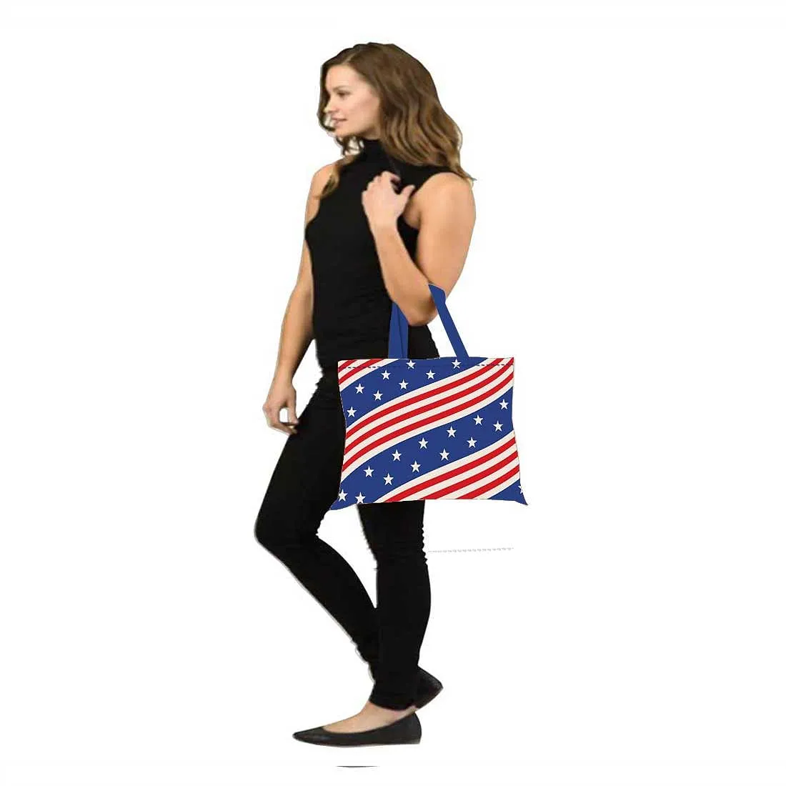 Designer Tote Bag With Zip Beach Gym Travel Bags -  Flag