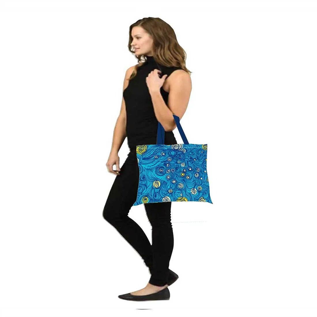 Designer Tote Bag With Zip Beach Gym Travel Bags -  Starry Starry Night