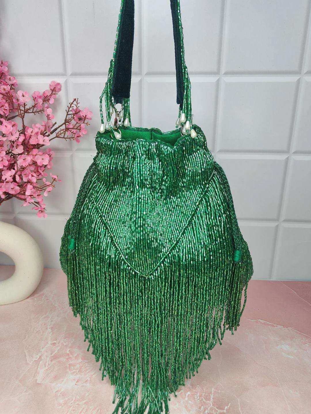 Designer V Shape Fringes Potli Bag