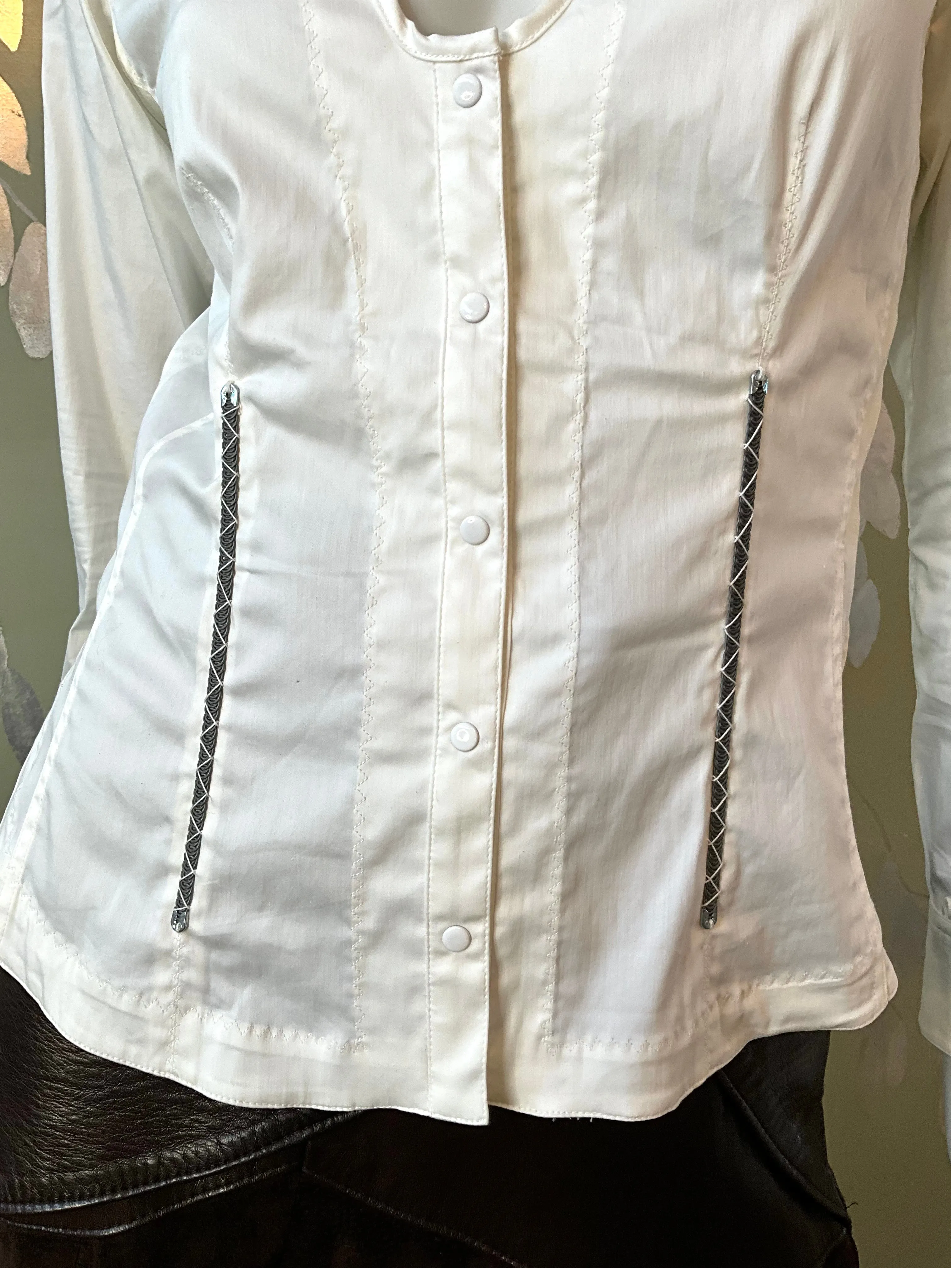 Donna Karan White Blouse with Exposed Boning, Small