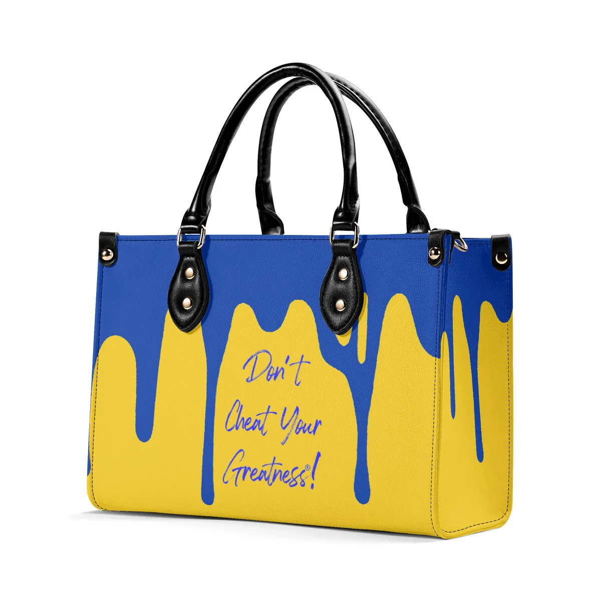 DRIP Blue CR Logo & Gold  Multiple Sizes Upgraded Luxury Women PU Leather Handbag