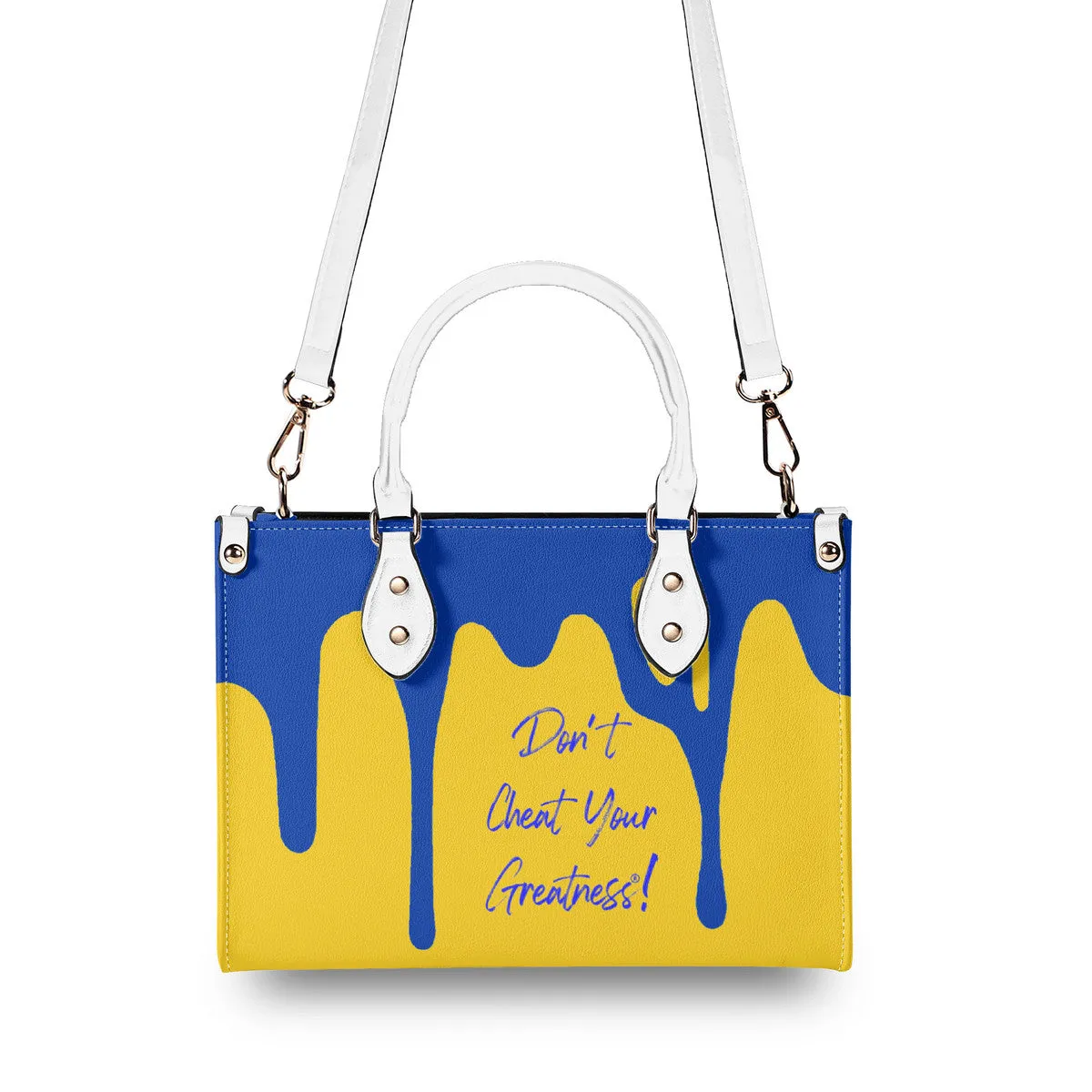 DRIP Blue CR Logo & Gold  Multiple Sizes Upgraded Luxury Women PU Leather Handbag