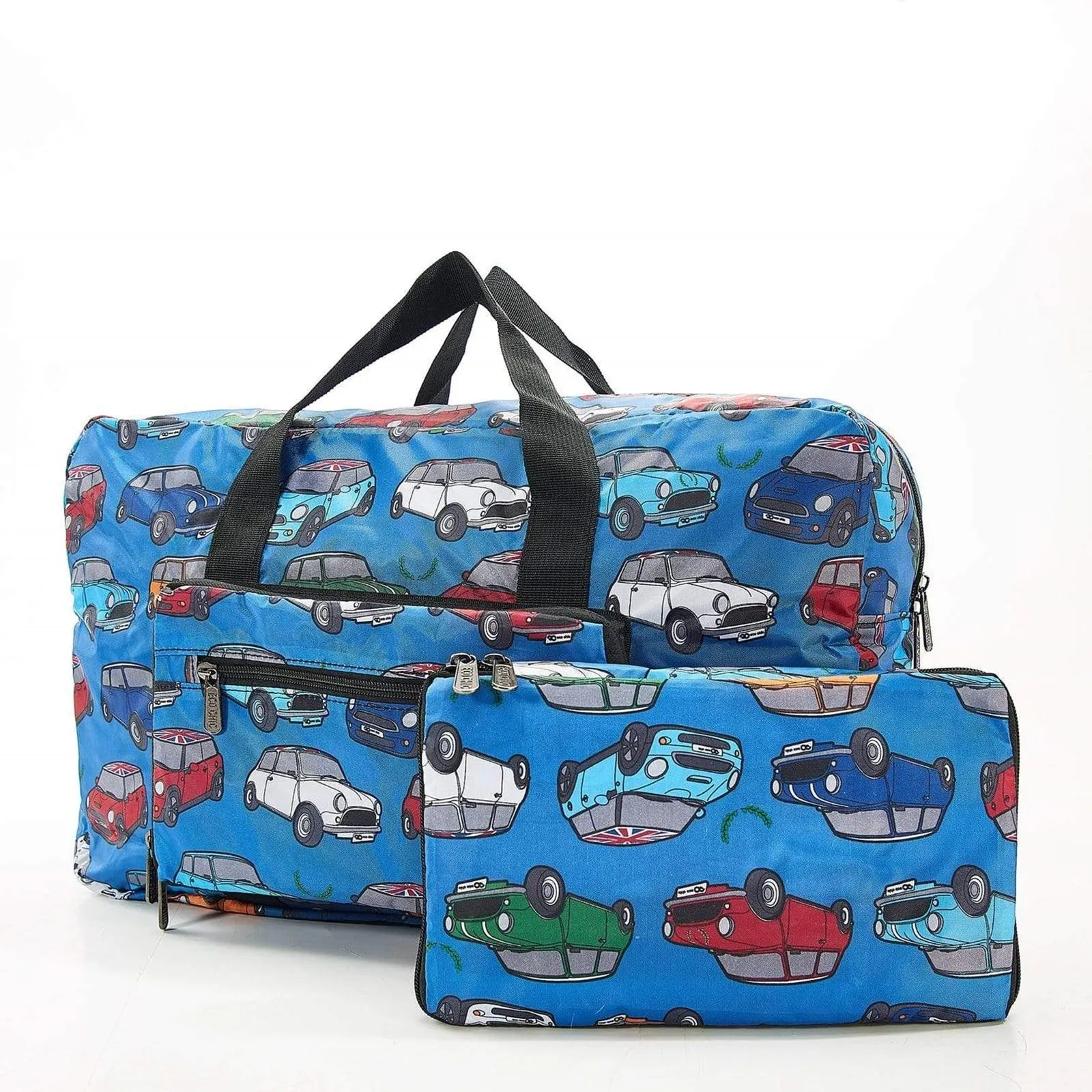 Eco Chic Recycled Cabin Approved 30 Litre Foldable Holdall (Mini Car - Blue)