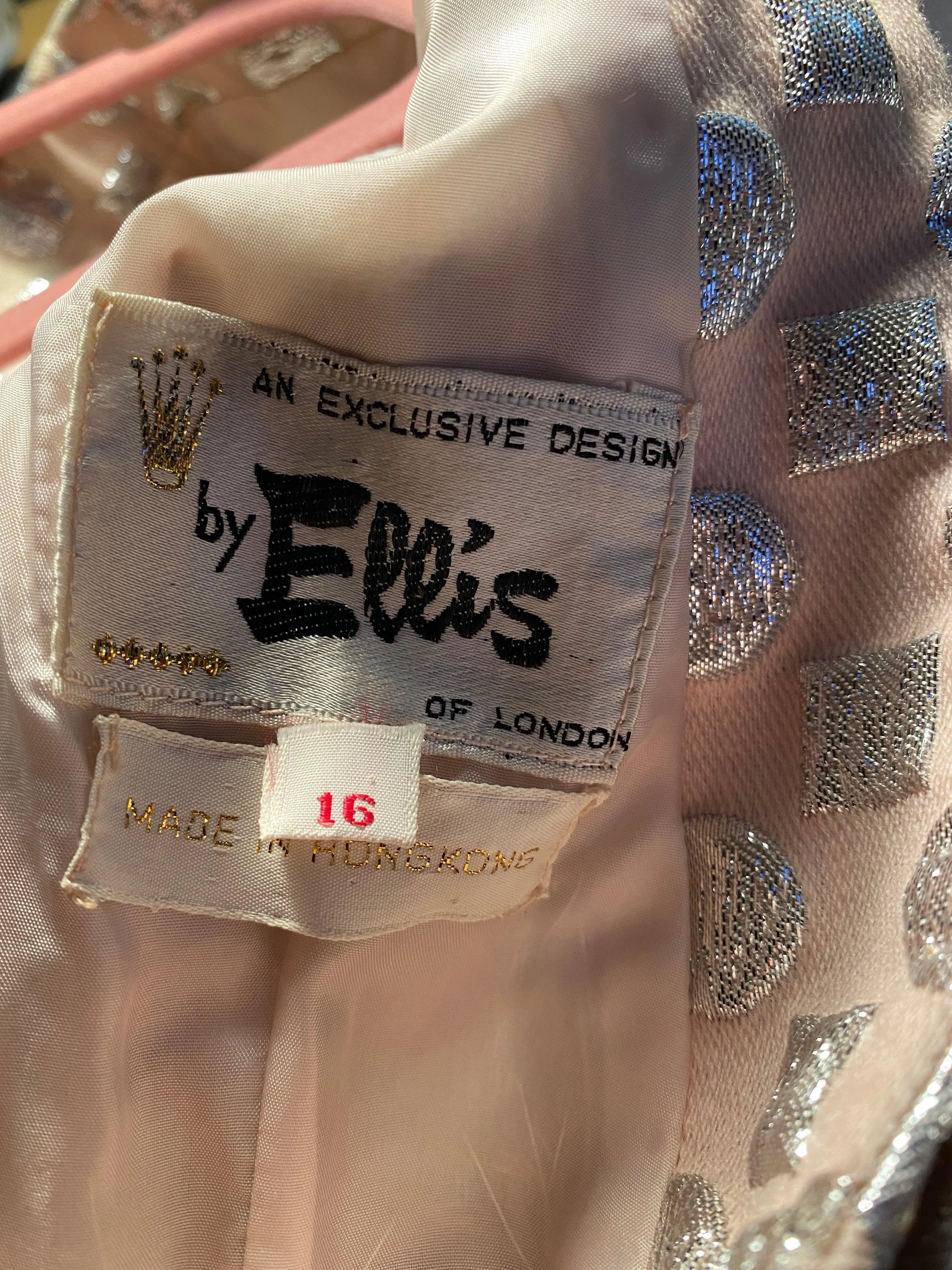 Ellis Vintage A Line Evening Gown Peach Pink with Beads and Sequins UK10/12