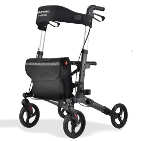 Foldable Aluminium Rollator with Bag & Seat, Dual Brakes - Equipmed