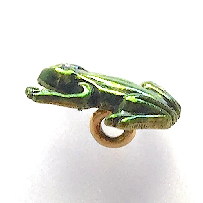 Frog, Small Bright Green Artisan Enamel Metal Button 1/2" from Susan Clarke