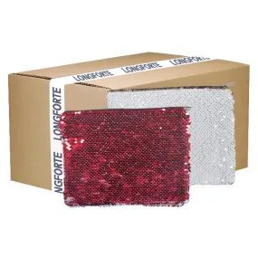 FULL CARTON - 50 x Sequin Handbags/ Cosmetic/Purses - 15cm x 20cm - RED