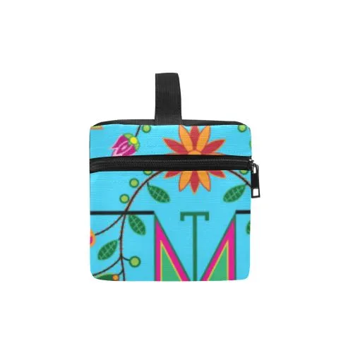 Geometric Floral Summer-Sky Blue Cosmetic Bag/Large