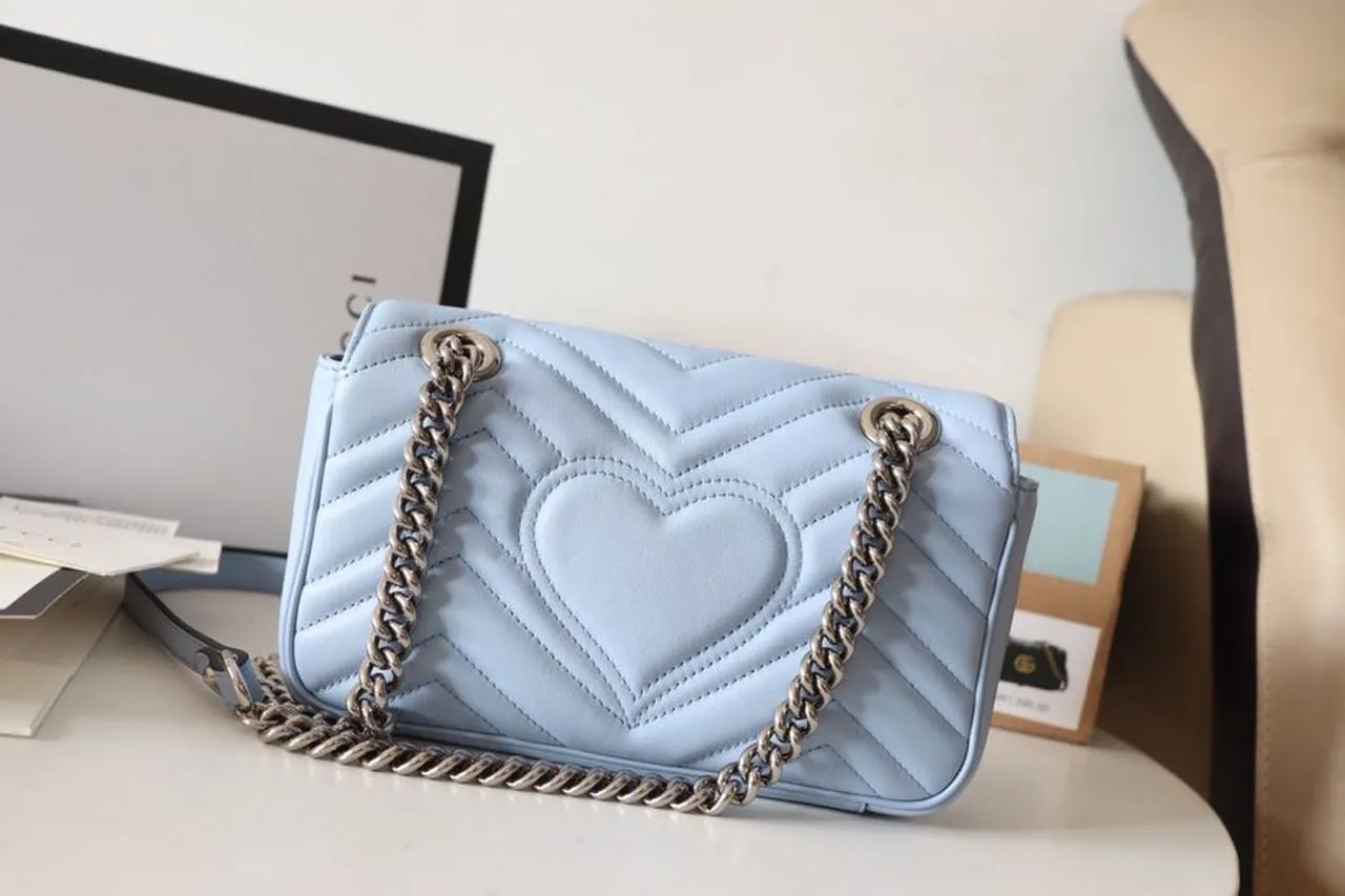 gg Marmont Matelassé Mini Bag Sky Blue For Women 8.5in/22cm gg