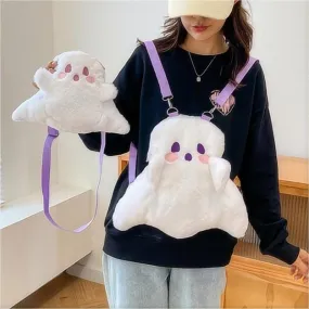 Ghost Backpack Crossbody Plush Bag