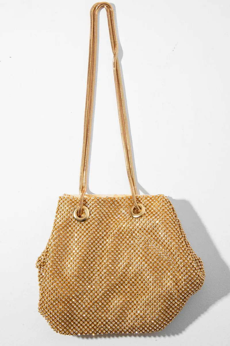 Gold Diamante Embellished Snake Chain Bag - Eliane