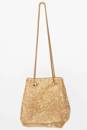 Gold Diamante Embellished Snake Chain Bag - Eliane